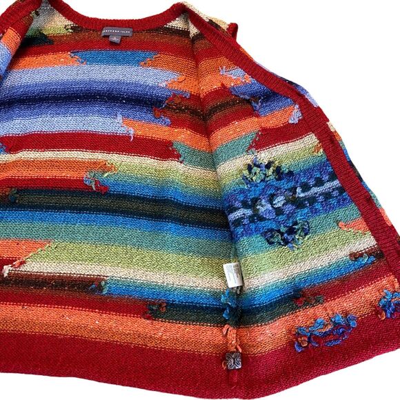 Northern Isles Sweater Vest Womens XL Multi Striped Acrylic V Neck Button Front - Picture 10 of 15